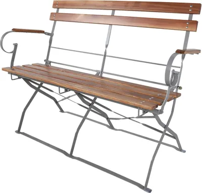 Produktbild von Biergartenbank Gartenbank mit Armlehne klappbar - Metall und Akazie