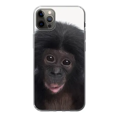 Produktbild von MuchoWow® Handyhülle Schutzhülle Hülle für iPhone 13 Pro Max Affe - Schimpanse - Porträt - Kinder - Jungen - Mädchen Silikon Softcase Handy Hülle - Mobiltelefon