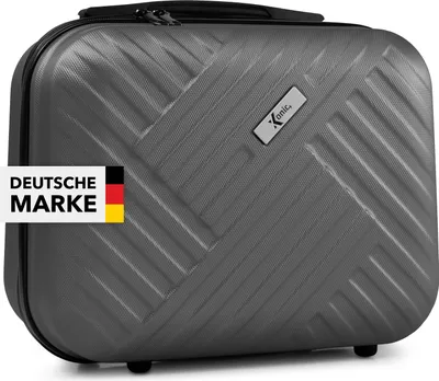 Produktbild von Xonic Kosmetikkoffer Damen – Beauty Case Hartschale für Reisen – Robustes Beautycase Damen mit Tragegriff – Kosmetik Koffer leicht & stabil – Beautycase Damen Hartschale (Dark Grey)