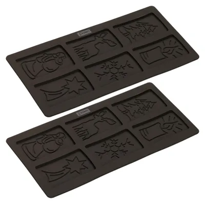 Productafbeelding van Lurch FlexiForm bakvormen voor speculaas, set van 2, winterthema, bruin