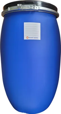 Produktbild von kanister-vertrieb®  120 Liter Deckelfass, Kunststofffass, Futtertonne, Fass, Weithalstonne Farbe blau inkl. Etikett (120 D)