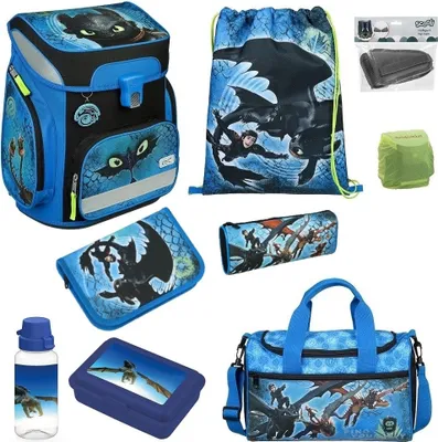 Produktbild von DRAGONS - DRACHE OHNEZAHN Schulranzen 1. Klasse Scooli EasyFit 9-teiliges Set mit Sporttasche