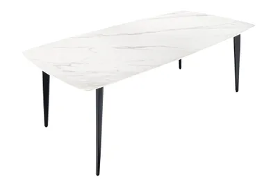 Produktbild von riess-ambiente Design Esstisch MILANO 180cm weiß Marmor Keramik schwarze Metallbeine Esszimmertisch Tisch
