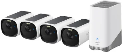 Image de Eufy eufyCam E40 4-Cam Kit + HomeBase S280, Caméra IP de sécurité, Extérieur, Câblée et sans fil, Murale, Noire, Blanche, Boule (forme)