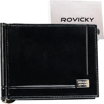 Obrázek produktu pro Rovicky Pánská peněženka RFID přírodní kůže černá 11,5x8,5 cm