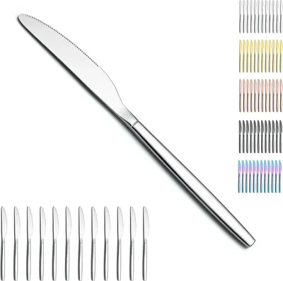 Produktbild von Tafelmesser-Set mit 12 Stück, modernes Abendessenmesser aus Edelstahl, Buttermesser, ideal für Zuhause, Restaurant, Hotel, Hochzeit, Party, Spülmaschinenfest