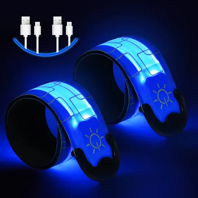 Produktbild von Minicee LED Lauflicht Armband 2er Set USB wiederaufladbar Blau