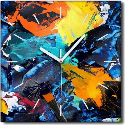Produktbild von Coloray Uhr auf Leinwand 30x30 cm Wand Uhr Dekoration Wohnzimmer Segeltuch weiße Zeiger -Abstraktion Kunstkunst