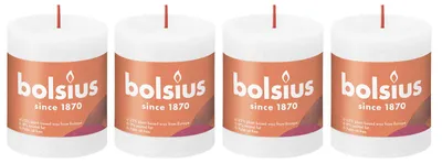Produktbild von 4er-Set Stumpenkerze - Höhe 8 cm - Durchmesser 6,8 cm - Rustik - Wolkiges Weiß