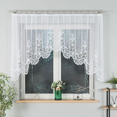 Produktbild von BERENIKA - Fertiger Jacquardvorhang mit Schnitt unten - 330x120 cm - weiß