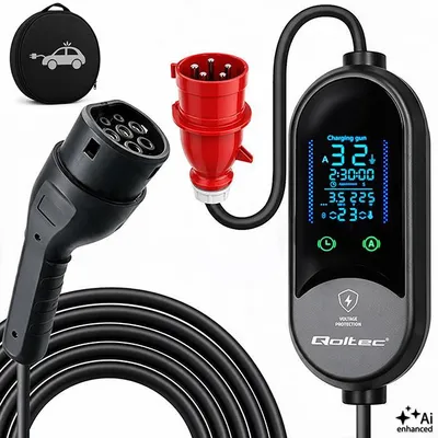 Image de Chargeur Qoltec pour véhicule électrique, type 2, 7 kW, 230 V, CEE 32 A