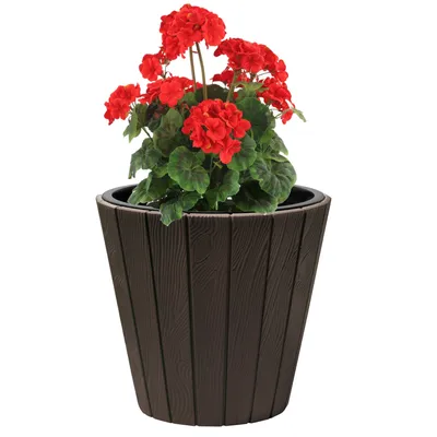 Immagine prodotto di Vaso rotondo in finto legno 12 L marrone Ø 30 cm - decorazione elegante e durevole per casa e giardino