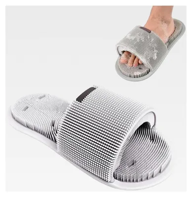 Produktbild von Dusch-Fußschrubber aus weichem Silikon mit rutschfesten Saugnäpfen, Peeling abgestorbener Haut und Fußmassagegerät für Unisex-Erwachsene – 1 Stück (Grau)
