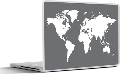 Produktbild von MuchoWow® Laptop Aufkleber Sticker Cover Weltkarte - Weiß - Grau 30x22 cm - Laptop-Sticker