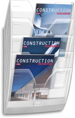 Image de CEP Porte-brochures mural, DIN A4, 5 compartiments, blanc