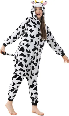 Produktbild von Katara 1744 -  Kuh schwarz-weiß M (155-165cm), Jumpsuit, Onesie, Karneval, Overall, Party, Karnevals-Kostüm, Verkleidung zum Fasching, Schlafanzug, Hausanzug, Jogginganzug, Cosplay, Tierkostüm für Erwachsene