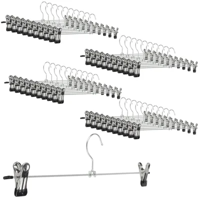 45 verstellbare Hosenbügel mit Clips, 28,5 x 5 x 10 cm