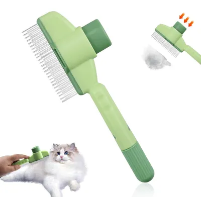 Imagen del producto de Cepillo autolimpiante para mascotas, con botón, para el cuidado del pelaje, 1 unidad