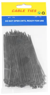 Produktbild von Kabelbinder, schwarz, 2,5 mm x 100 mm, 100 Stück/Pack