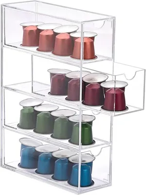 Produktbild von Famanu Kaffeepad-Organizer mit 4 Fächern - Acryl - Transparent - Stapelbar