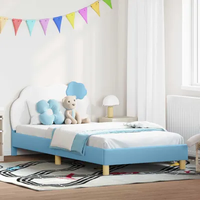Produktbild von "Schlussverkauf" Einzelbett 1 PLACE - KinderBettgestell einzel - mit Kopfteil - mit Kopfteil - Blau 90x200 cm Polyurethan C2783