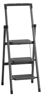 Produktbild von Dreistufige Leiter, tragbarer, klappbarer Stahlhocker mit Werkzeugplattform, breitem, rutschfestem Pedal und rutschfesten Füßen für Haushalt, Büro, Eisenkonstruktionen, Tragkraft 150 kg