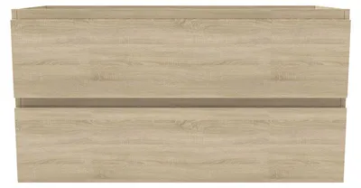 Image de Acezanble Meuble de salle de bain sans vasque suspendu à 2 tiroirs, chêne mat, MDF, 99x46x52 cm