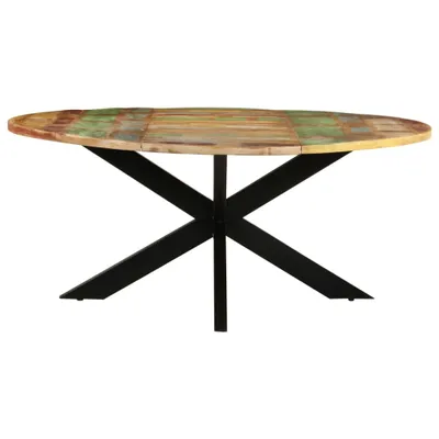 Image de Table de salle à manger ronde 175x75 cm Vieux bois massif