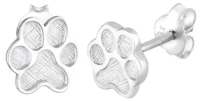 Productafbeelding van Oorbellen voor dames, met een afdruk van een pootje, voor honden of katten, gemaakt van 925 sterling zilver