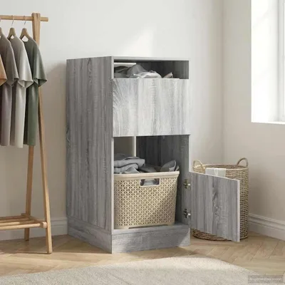Image de vidaXL Armoire de rangement pour linge, gris Sonoma, 50 x 68 x 102 cm, panneaux de particules