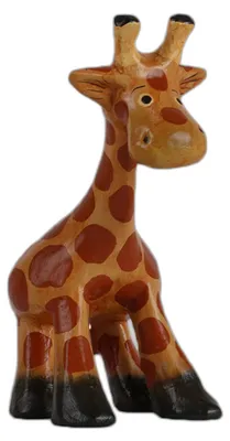 Produktbild von Holz Giraffe Holzschnitzerei Holzfigur bemalt Miniatur H:12cm