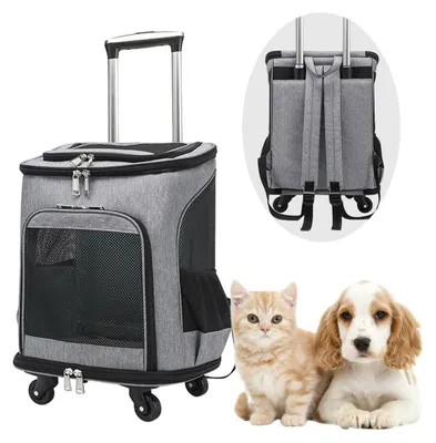 Produktbild von Hunderucksack mit Trolley für Hunde und Katzen bis 10kg, Grau