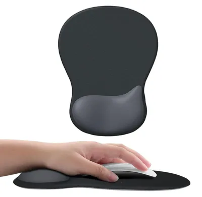 Immagine prodotto di Tappetino per mouse ergonomico con poggiapolsi in gel, antiscivolo, dimensioni 26x19x3 cm, colore nero