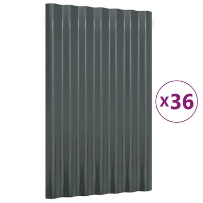 Image de Panneaux de toit 36 pcs Acier galvanisé Anthracite 60x36 cm
