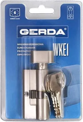 Produktbild von Profilzylinder Gerda E1 35g/45 Nickel Satin mit Drehknauf Blister
