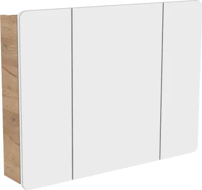 Zdjęcie produktu dla Szafka Łazienkowa Z Lustrem 100 Cm 3-Drzwiowa Dąb Biała Nowoczesna