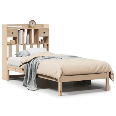 Immagine prodotto di vidaXL Letto in legno massiccio con ripiano senza materasso 90x200 cm pino