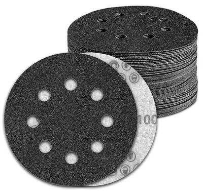 Produktbild von Nassschleifpapier 100 Stück 125mm Klett 8 Loch Körnung 100 Siliziumkarbid für Exzenterschleifer