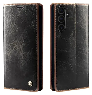 Produktbild von Handyhülle für Samsung Galaxy A36 5G Kunstleder Klapphülle Vintage Cover Hülle RFID Schutz Case Kartenfach Farbe: Dunkelbraun