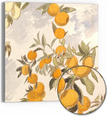 Produktbild von DEQORI Hybrid Leinwand Bild 50x50 cm 'Orangenpracht' Wandbild Glas flach modern