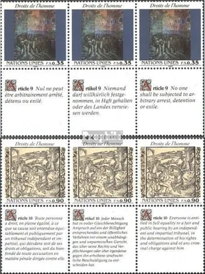 Produktbild von Briefmarken UNO - Genf 1990 Mi 192-193 Sechserblock (kompl.Ausg.) gestempelt Menschenrechte