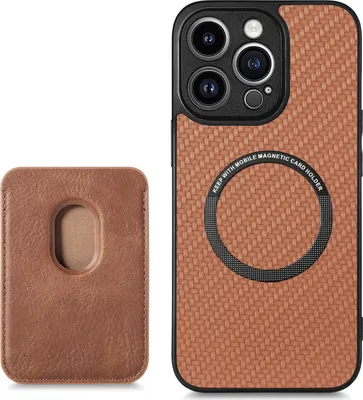 Obrázok produktu pre INF Magnetické puzdro na telefón s podporou držiaka kreditnej karty MagSafe Hnedá iPhone 14 Pro Max