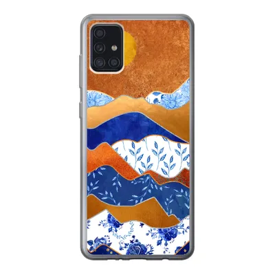 Produktbild von MuchoWow® Handyhülle Schutzhülle Hülle für Samsung Galaxy A52 5G Delfter Blau - Gold - Blumen Silikon Softcase Handy Hülle - Umschlag