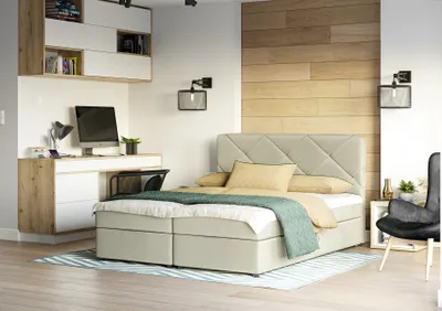 Produktbild von Boxspringbett Schlafzimmerbett MILTON 180x200cm Creme