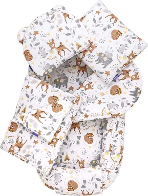 JUKKI® Baby Nestchen ✨ 5tlg BAUMWOLLE SET für Neugeborene [Magical Woodland] 2seitig 100x55cm Babynest + Matratze + Decke + 2xKissen