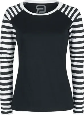 Produktbild von RED by EMP Damen schwarzes Langarmshirt mit gestreiften Ärmeln L