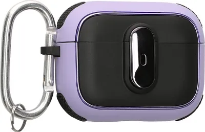 Produktbild von kwmobile Hülle kompatibel mit Apple Airpods Pro 2 Hülle - Kopfhörer Case - TPU Cover mit Karabiner - Stoßfeste Schutzhülle - Schwarz Lavendel
