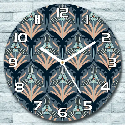 Produktbild von Wanduhr aus Glas Rund fi 30 Vintage Blüten gold Quarz Deko Schlafzimmer Büro