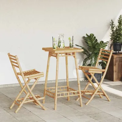 Produktbild von Möbel Outdoor-Barhocker mit Fußstützen 2 Stk. Klappbar Bambus - Gartenstühle CC4202