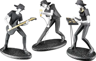 Produktbild von Casablanca Skulptur, Musiker, "Trio", Gitarrenmotiv, Keyboard, Mikrophon, Kunstharz, schwarz, , 3 Stück wie abgebildet, L. 11 cm, B. 17 cm, H. 24 cm 37859